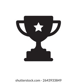Trophy cup with star icon, winner cup, victory cup icon isolated on white background