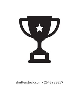 Trophy cup with star icon, winner cup, victory cup icon isolated on white background