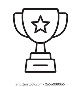 Trophäenbecher mit Stern-Symbol, Sieger-Becher-Linie-Symbol, Sieg-Becher-Symbol.