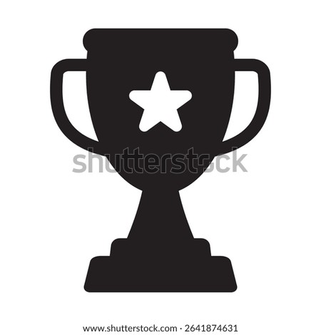 Trophy cup with star icon, winner cup icon, victory cup icon.