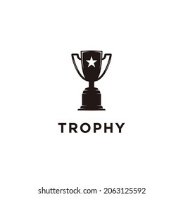 Trophy cup with star logo flat icon vector on white background