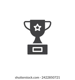 Trophy cup with star vector icon. filled flat sign for mobile concept and web design. Victory Cup glyph icon. Symbol, logo illustration. Vector graphics