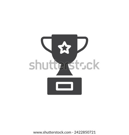 Trophy cup with star vector icon. filled flat sign for mobile concept and web design. Victory Cup glyph icon. Symbol, logo illustration. Vector graphics