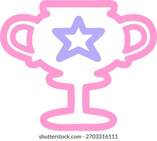 ícone do símbolo da taça do troféu na cor neon brilhante