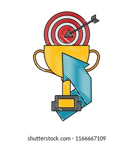 trophy cup with target and arrow up