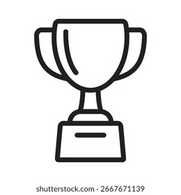 Icono de línea delgada de la Copa Trophy - Símbolo de ganador, victoria y recompensa.