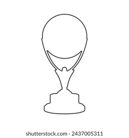 trophy cup vector. black outline isolated white background