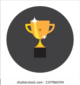 Trophy Cup Vector Flat Icon with star on white background