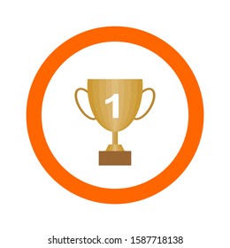 Trophy Cup Vector Flat Icon with number one. vector illustration