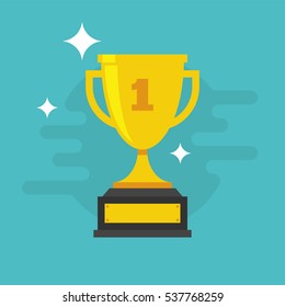 Trophy Cup Vector Flat Icon with number one