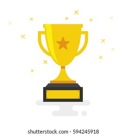 Trophy Cup Vector Flat Icon with star isolated on white background