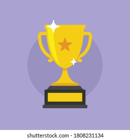 Trophy Cup Vector Flat Illustration with star