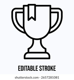 Troféu, Ícone De Vetor De Xícara, Ícone De Estilo Linear De Vetor Isolado, Traçado Editável.