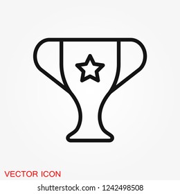 Trophy cup vector icon. Sport competition silhouette symbol.