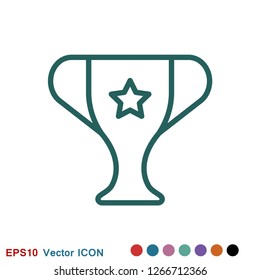 Trophy cup vector icon. Sport competition silhouette symbol.