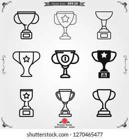 Trophy cup vector icon. Sport competition silhouette symbol.