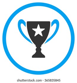 Trophy Cup vector icon. Style is bicolor flat symbol, blue and gray colors, rounded angles, white background.