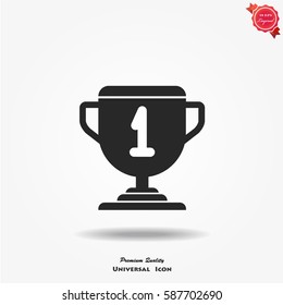 Trophy cup vector icon,simple winner symbol