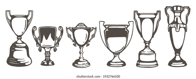 Trophy cup - vector illustration - Out line