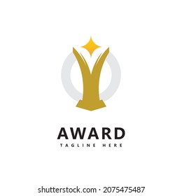 Trophy cup vector logo template concept illustration 