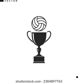 Trophy cup with volleyball ball 