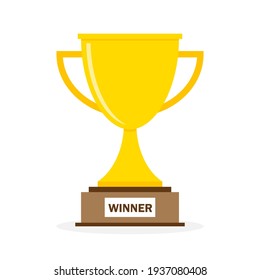Trophy cup. Winner cup. Champion trophy in simple flat design, isolated. Vector illustration