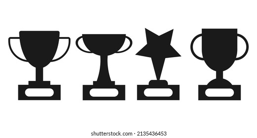 Trophy cup, winner cup vector icon set
