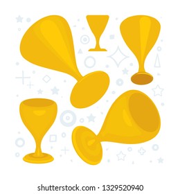 Trophy cup. Winners cup vector illustrations set.
Golden awards isometric icons in flat style.
Different design elements.