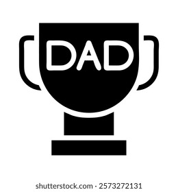 Trophy cup with the word dad. Concept of fatherhood, best dad, and father's day.