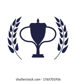 trophy cup and wreath crown award championship vector illustration design