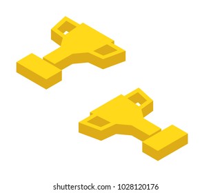 Trophy Cups Awards Icon Set Isometric View Symbol of Success Sport Competition. Vector illustration of Golden Cup Award