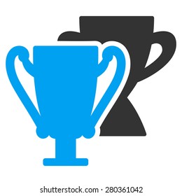 Trophy cups icon from Competition & Success Bicolor Icon Set. This isolated flat symbol uses modern corporation light blue and gray colors.