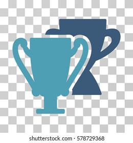 Trophy Cups icon. Vector illustration style is flat iconic bicolor symbol, cyan and blue colors, transparent background. Designed for web and software interfaces.