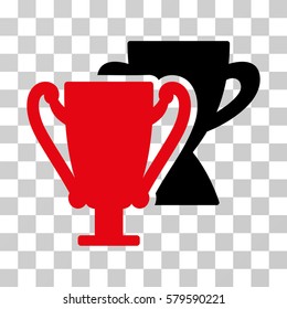 Trophy Cups icon. Vector illustration style is flat iconic bicolor symbol, intensive red and black colors, transparent background. Designed for web and software interfaces.