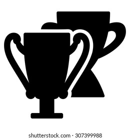 Trophy cups icon. Vector style is flat symbols, black color, rounded angles, white background.