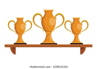 Trophy cups on shelf