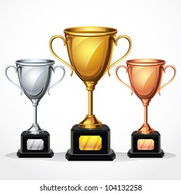 Trophy cups set. vector illustration