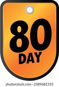 Trophy and day symbols to be used in rank and badge designs on white background. vector 80 days