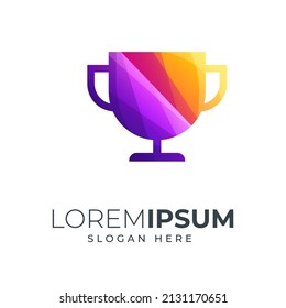 trophy design gradient color combination purple and orange can be use for icon, logo, or landing page illustration