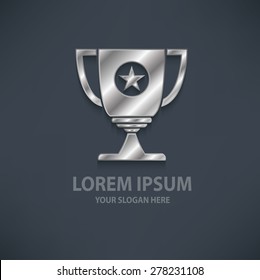 Trophy design  logo template,silver,metal concept design,clean vector