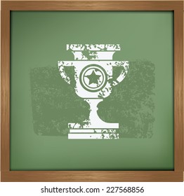 Trophy design on blackboard background,grunge vector