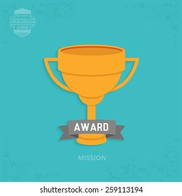 Trophy design on blue  background,clean vector