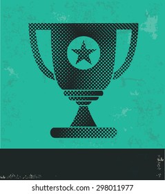 Trophy design on green background,grunge vector