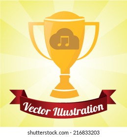 trophy design over yellow background.Vector illustration