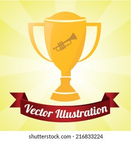 trophy design over yellow background.Vector illustration