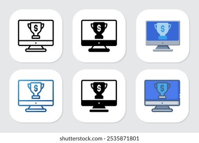 trophy dollar icons with various design styles