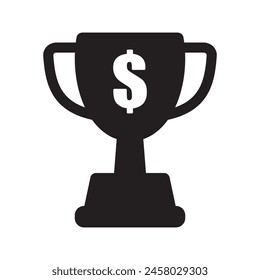 Trophy with dollar sign, icon of financial achievement, financial success.