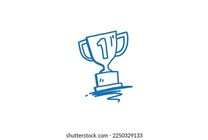 TROPHY Doodle art illustration with black and white style.