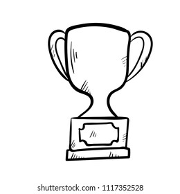 Trophy Doodle Icon Vector 