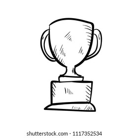 Trophy doodle icon vector 